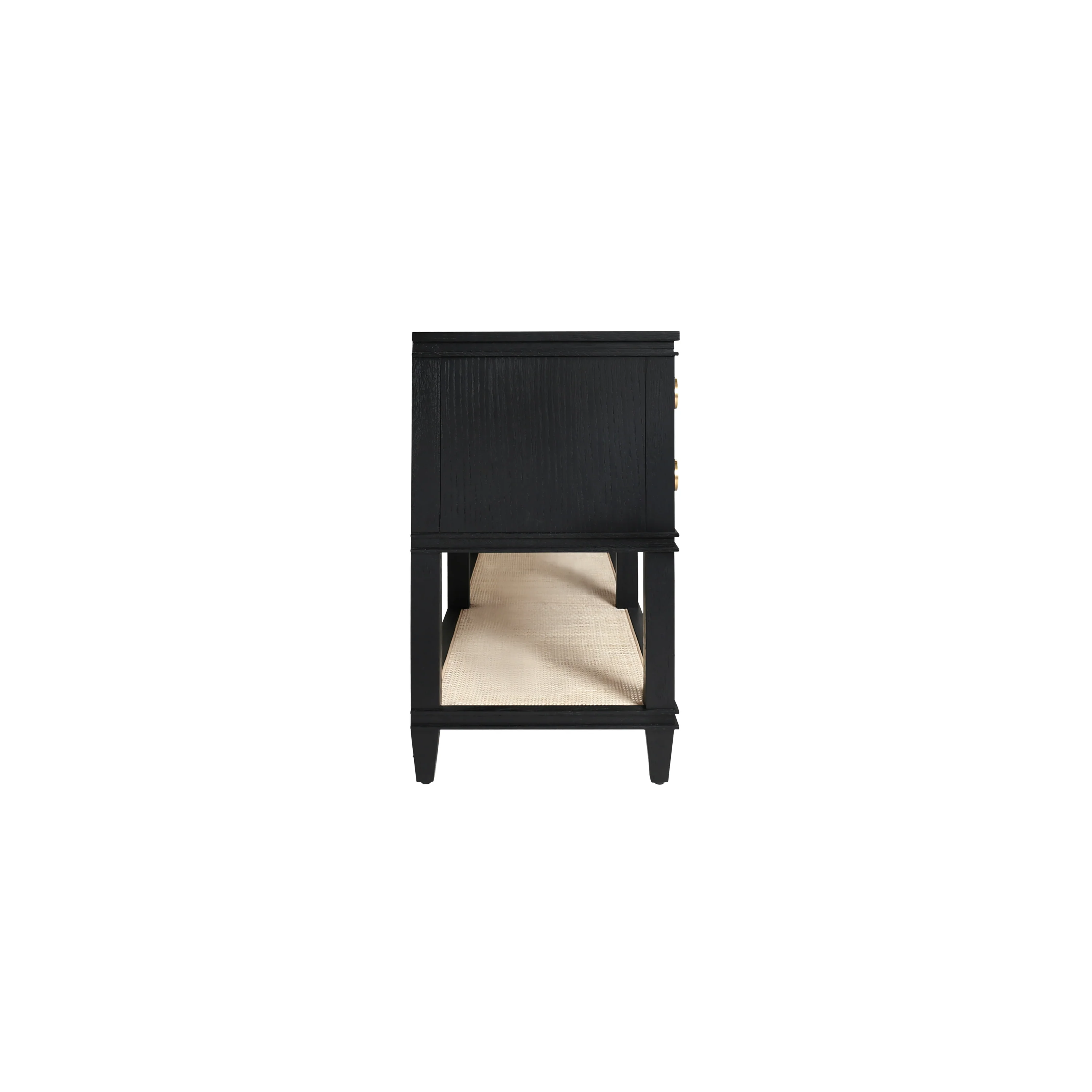 Worlds Away - Four Drawer Console With Open Cane Shelf In Black Oak - RICHMOND BO - Image 4