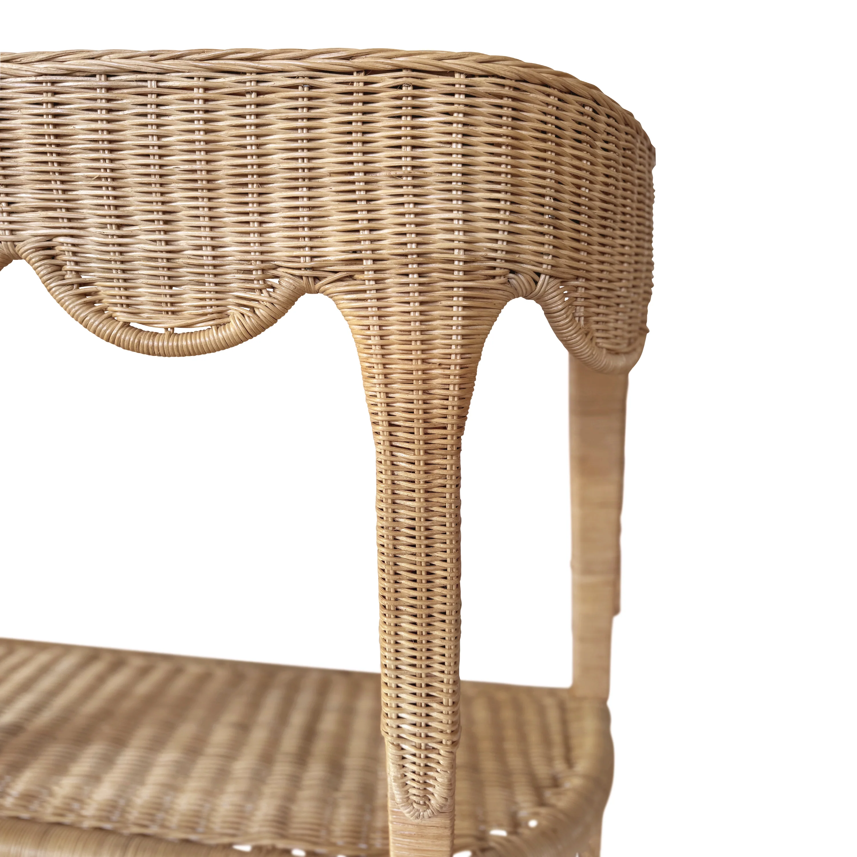 Worlds Away - Scalloped Top Demi Lune Console In Woven Rattan With Open Shelf - PALOMA - Image 4