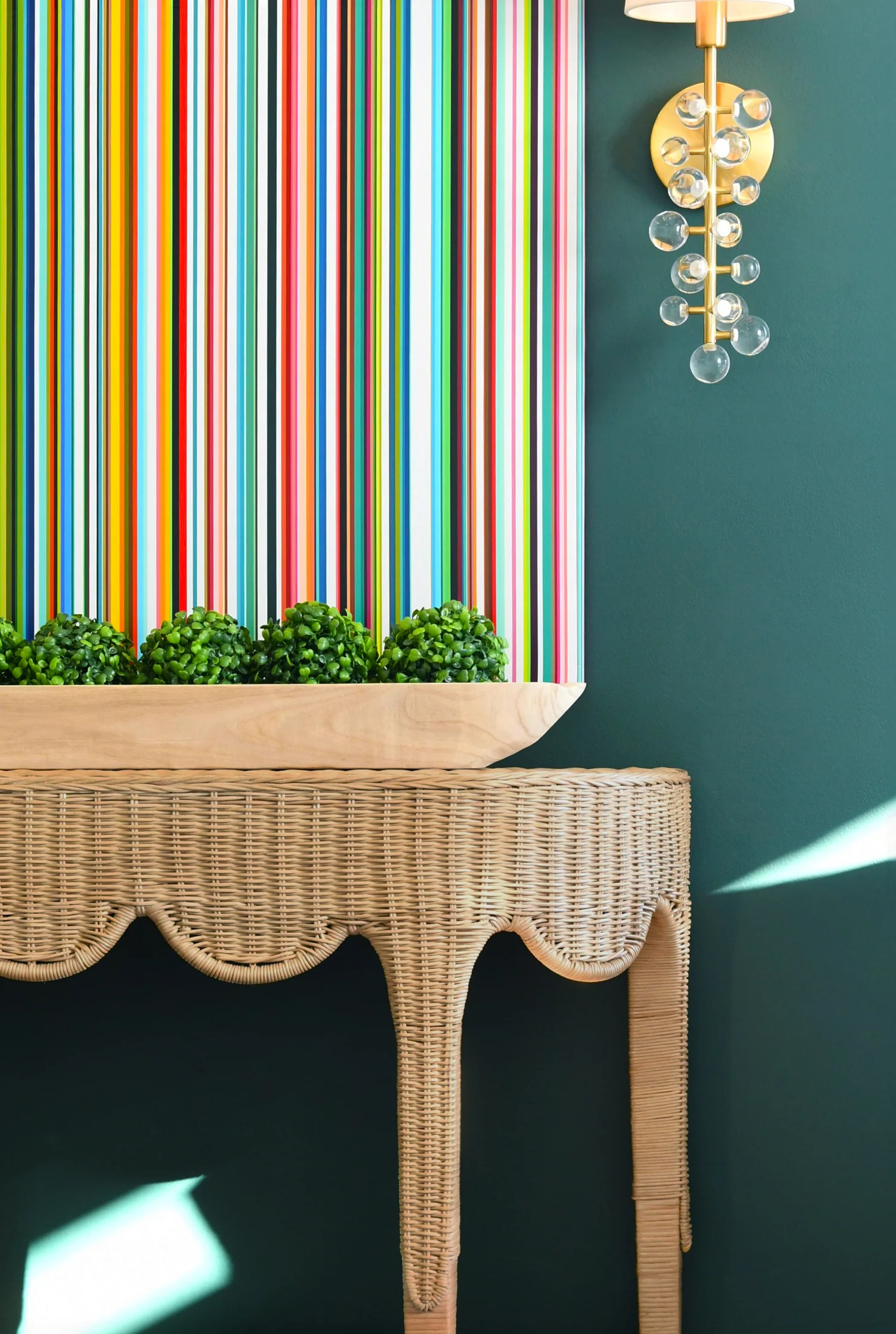 Worlds Away - Scalloped Top Demi Lune Console In Woven Rattan With Open Shelf - PALOMA - Image 6